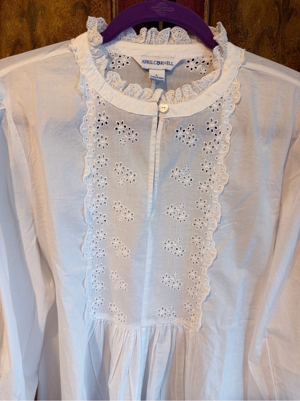 April Cornell White Eyelet Peasant Blouse - Picture 2 of 15